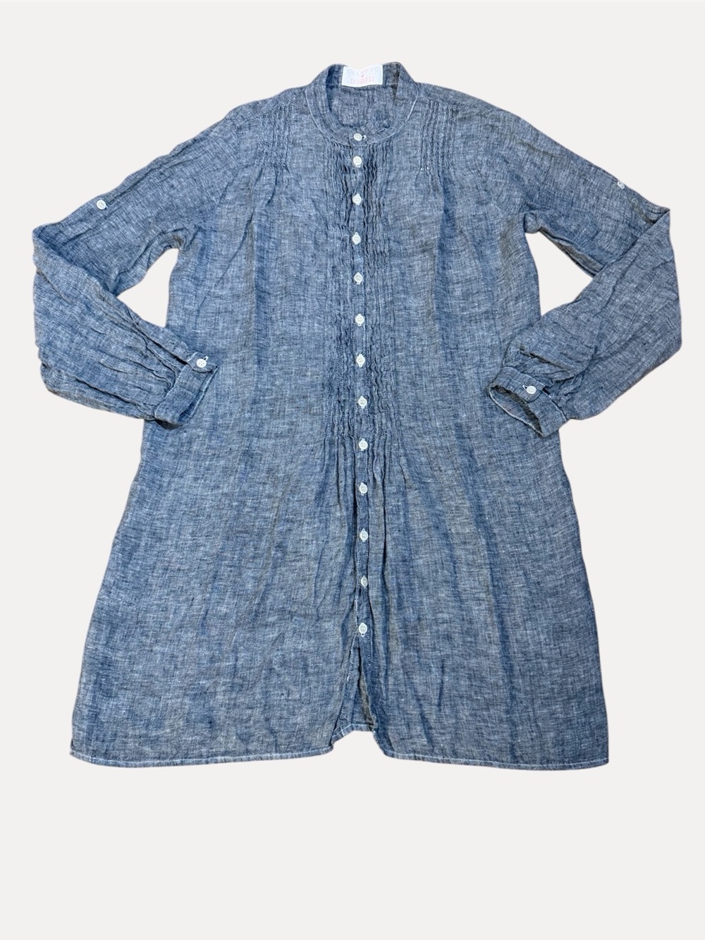 CP Shades x Calypso Light Blue Linen Pintuck Tunic Grey Blue Size XS